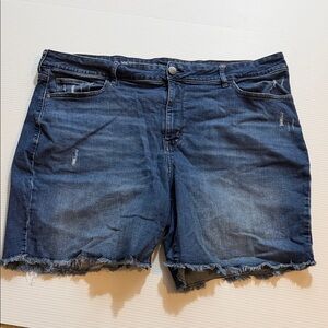 a.n.a. Dark Denim Frayed Hem Jean Shorts